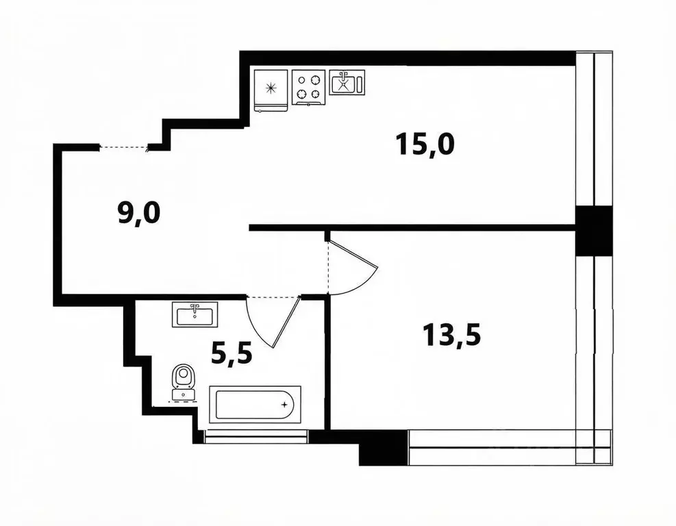 1-к кв. Санкт-Петербург ул. Челюскина, 10 (43.0 м) - Фото 1