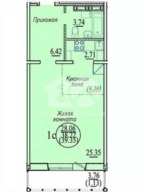 Квартира, студия, 39 м - Фото 1