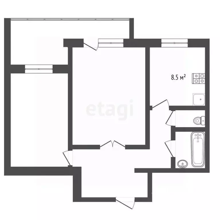 2-к кв. Крым, Симферополь ул. Тренева (54.0 м) - Фото 1