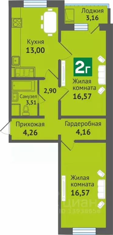 2-к кв. Марий Эл, Медведево городское поселение, Медведево пгт ул. ... - Фото 1
