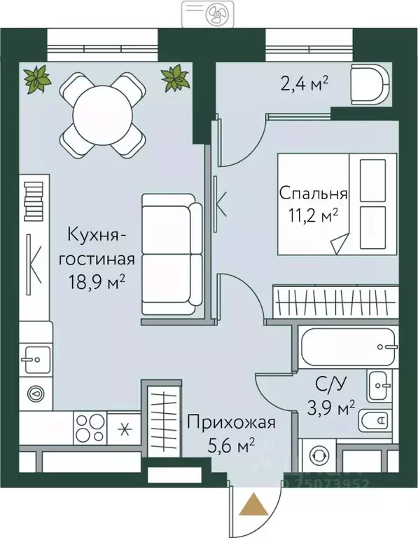 1-к кв. Волгоградская область, Волгоград Новосибирская ул., 74 (42.0 ... - Фото 0