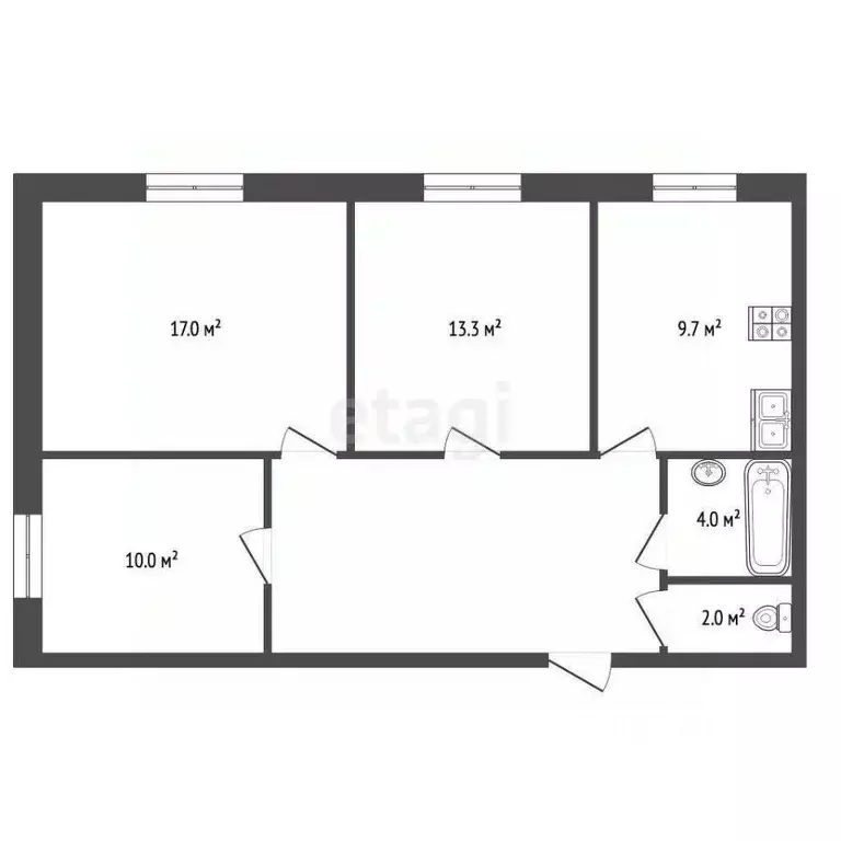 3-к кв. Башкортостан, Стерлитамак ул. Тукаева, 17 (65.7 м) - Фото 2