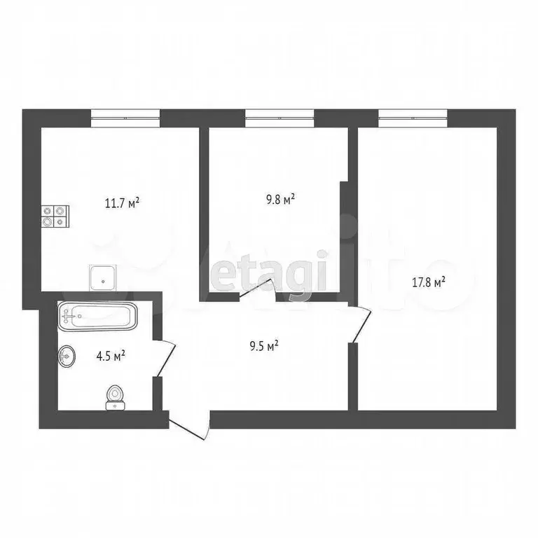 2-к. квартира, 58,4 м, 2/8 эт. - Фото 0