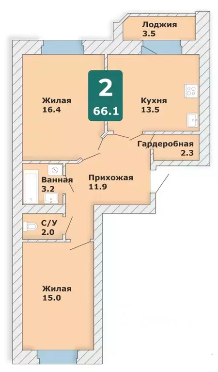 2-к кв. Чувашия, Чебоксары Новый Город мкр, Время жить жилой комплекс ... - Фото 1