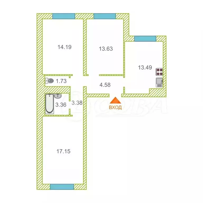 3-комнатная квартира: Горьковка, Светлая улица, 10к1 (72 м) - Фото 0