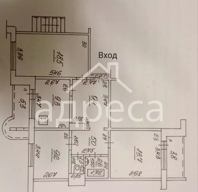 3-к кв. Самарская область, Самара ул. Александра Матросова, 49 (73.0 ... - Фото 2