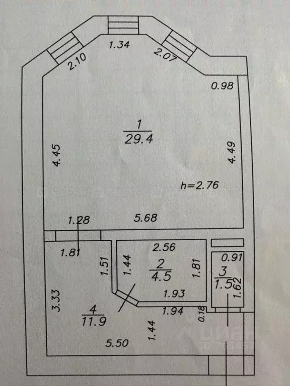 1-к кв. Татарстан, Казань Лево-Булачная ул., 16 (47.3 м) - Фото 2