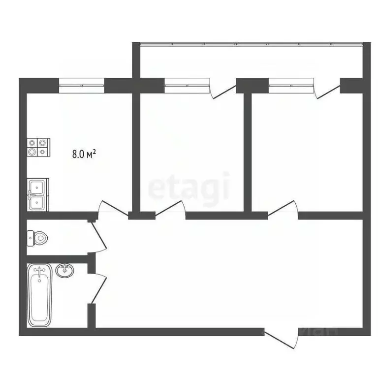 2-к кв. Оренбургская область, Оренбург ул. Аксакова, 24/1 (47.0 м) - Фото 1