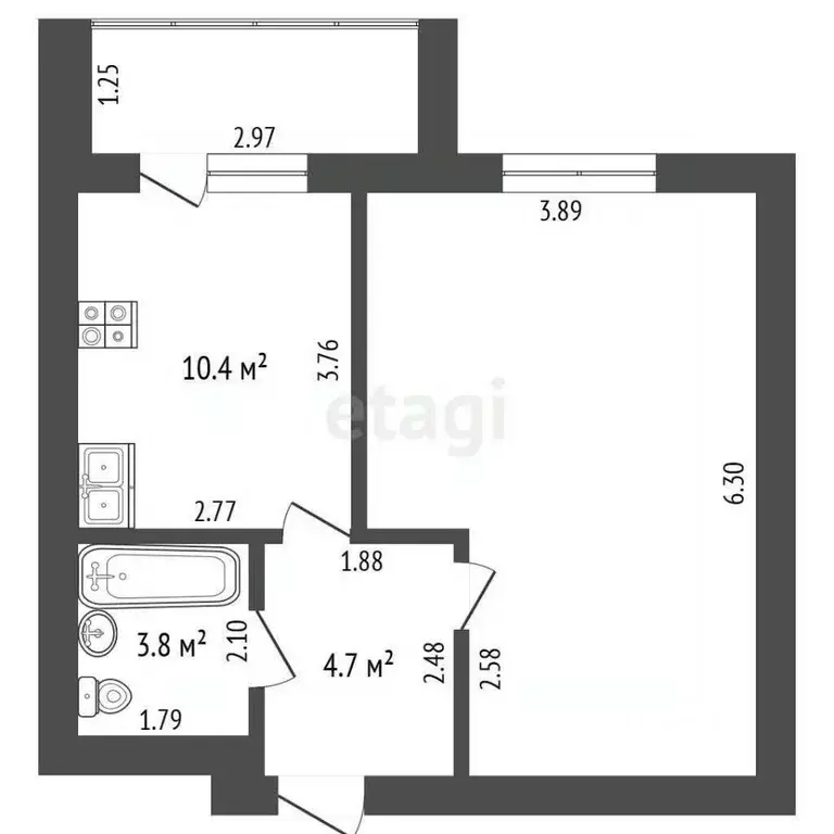 1-к кв. Тамбовская область, Тамбов ул. Сенько, 24Б (40.9 м) - Фото 1