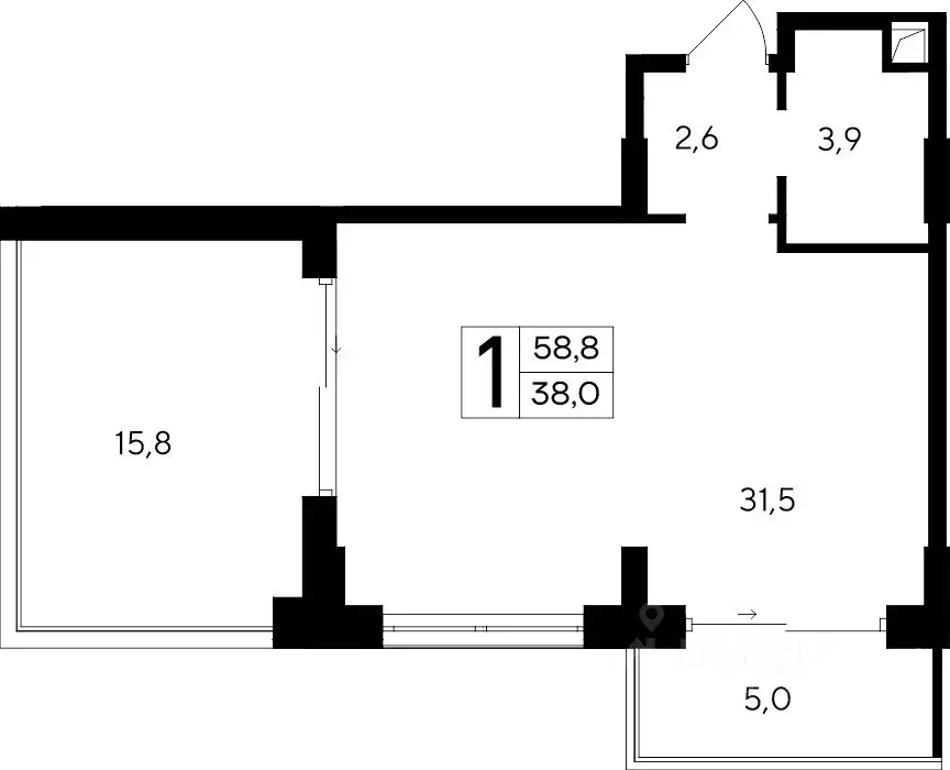 1-к кв. Крым, Евпатория Курортный кв-л,  (58.8 м) - Фото 1