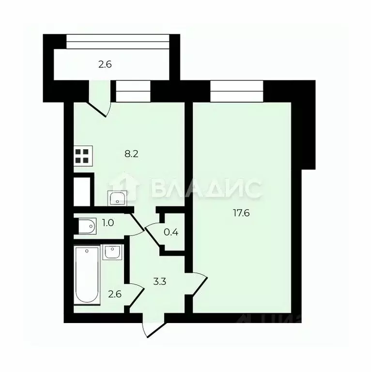 1-к кв. Санкт-Петербург ул. Латышских Стрелков, 5К2 (33.1 м) - Фото 2