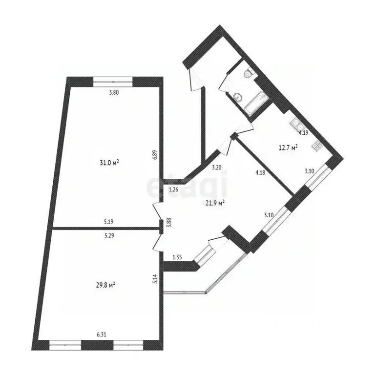 3-к кв. Белгородская область, Белгород Донецкая ул., 83в (106.0 м) - Фото 2