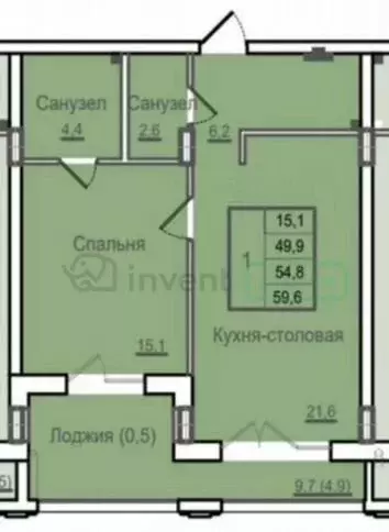 1-комнатная квартира: Калининград, улица Молодой Гвардии, 34 (50.2 м) - Фото 1
