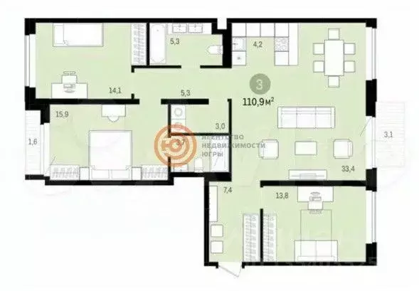 4-к кв. Тюменская область, Тюмень ул. Газовиков, 40 (110.0 м) - Фото 2