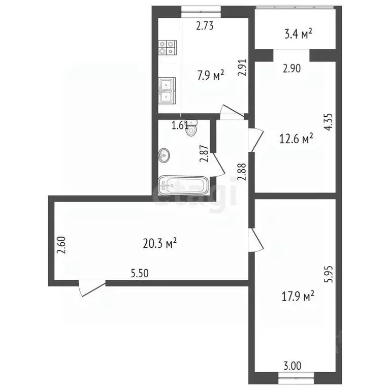 2-к кв. Севастополь ул. Большая Морская, 22 (66.7 м) - Фото 2