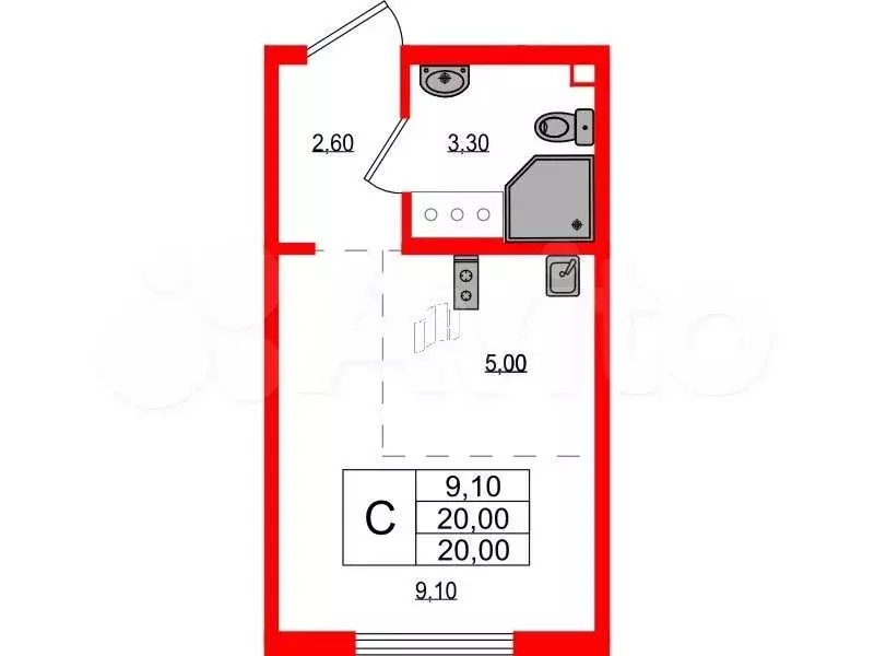 Квартира-студия, 20 м, 9/25 эт. - Фото 0