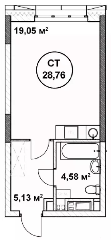 Студия Нижегородская область, Нижний Новгород ул. Родионова (28.76 м) - Фото 1