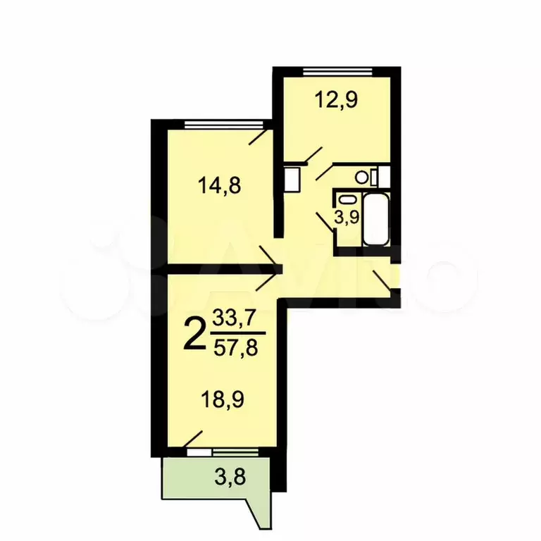 2-к. квартира, 60 м, 3/16 эт. - Фото 0