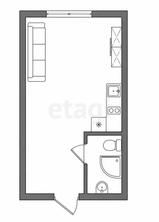 Квартира-студия: Кемерово, Мирная улица, 8 (18.5 м) - Фото 1