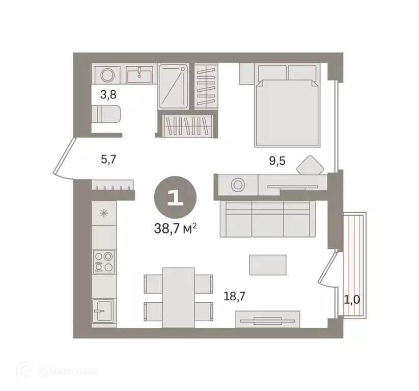 Продаётся 1-к квартира, 38.7 м - Фото 0