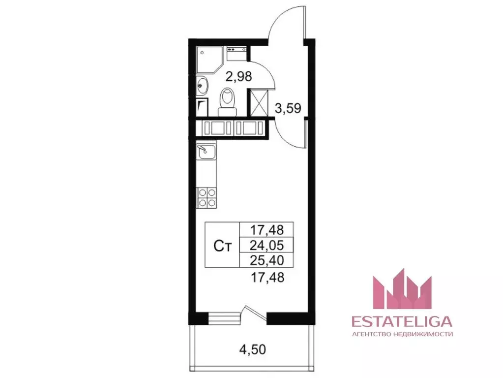 Квартира-студия: Москва, улица Красная Сосна, 3А (18.4 м) - Фото 1