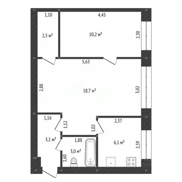 2-к кв. Башкортостан, Уфа просп. Октября, 130 (43.6 м) - Фото 2