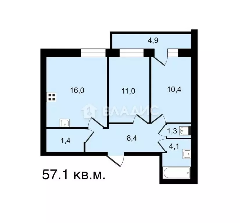 2-комнатная квартира: Вологда, Евковская улица, 7 (57.1 м) - Фото 0