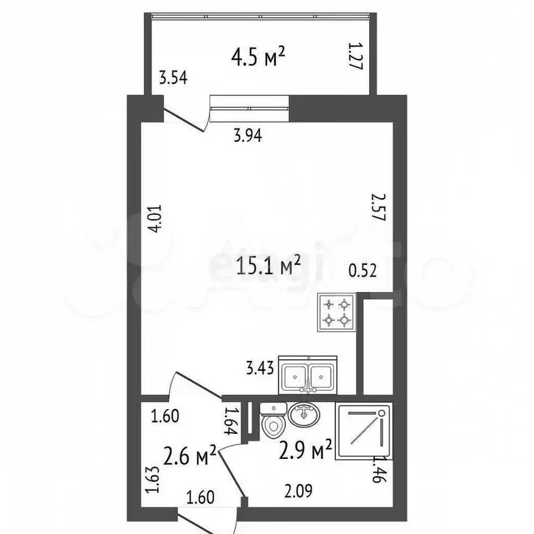 Квартира-студия, 20,6 м, 8/12 эт. - Фото 0