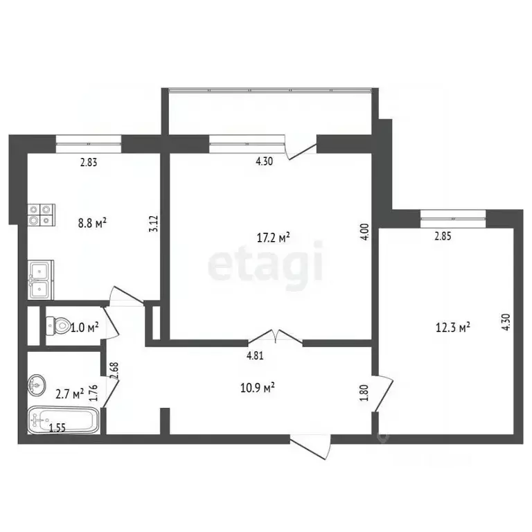 2-к кв. Кемеровская область, Березовский 4-й мкр, бул. Молодежный, 7 ... - Фото 2