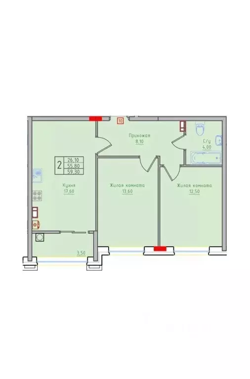 2-к кв. Ставропольский край, Невинномысск ул. Имени Героя России ... - Фото 0