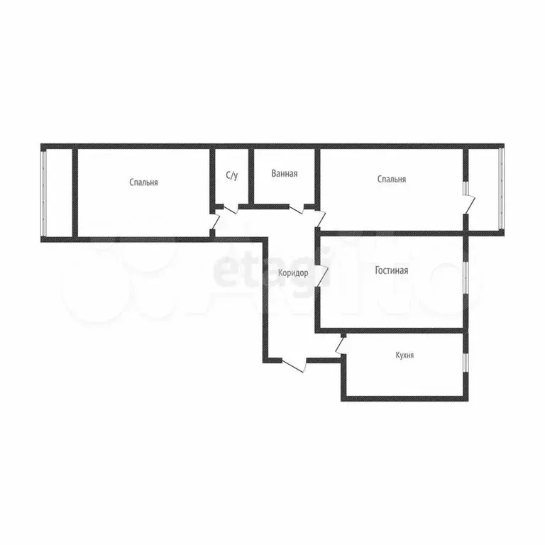 3-к. квартира, 60,7 м, 5/9 эт. - Фото 0