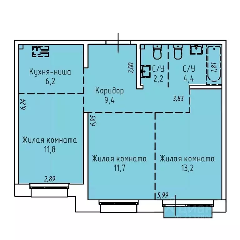 3-к кв. Иркутская область, Иркутск Култукская ул., 16 (59.8 м) - Фото 0