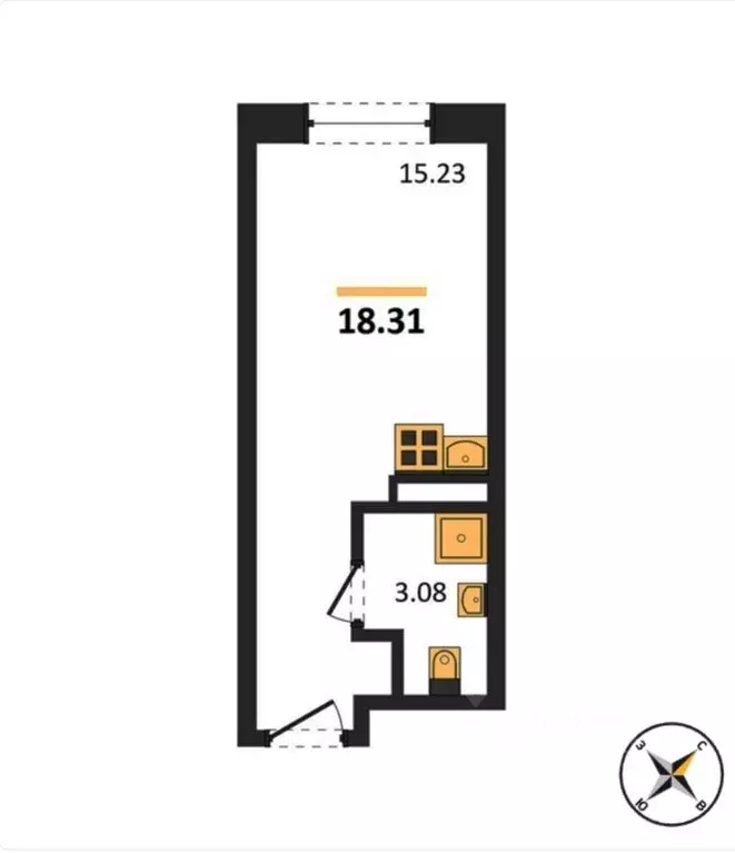 Студия Московская область, Люберцы Волковская 67 жилой комплекс (18.31 ... - Фото 2