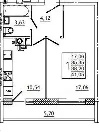 1-комнатная квартира: Смоленск, улица Нахимова, 23А (41 м) - Фото 1