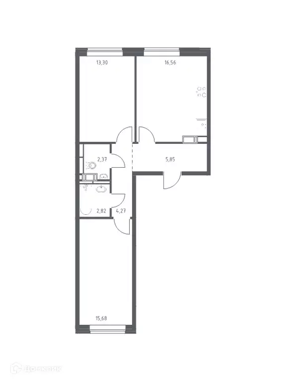 Продаётся 2-к квартира, 60.9 м - Фото 0