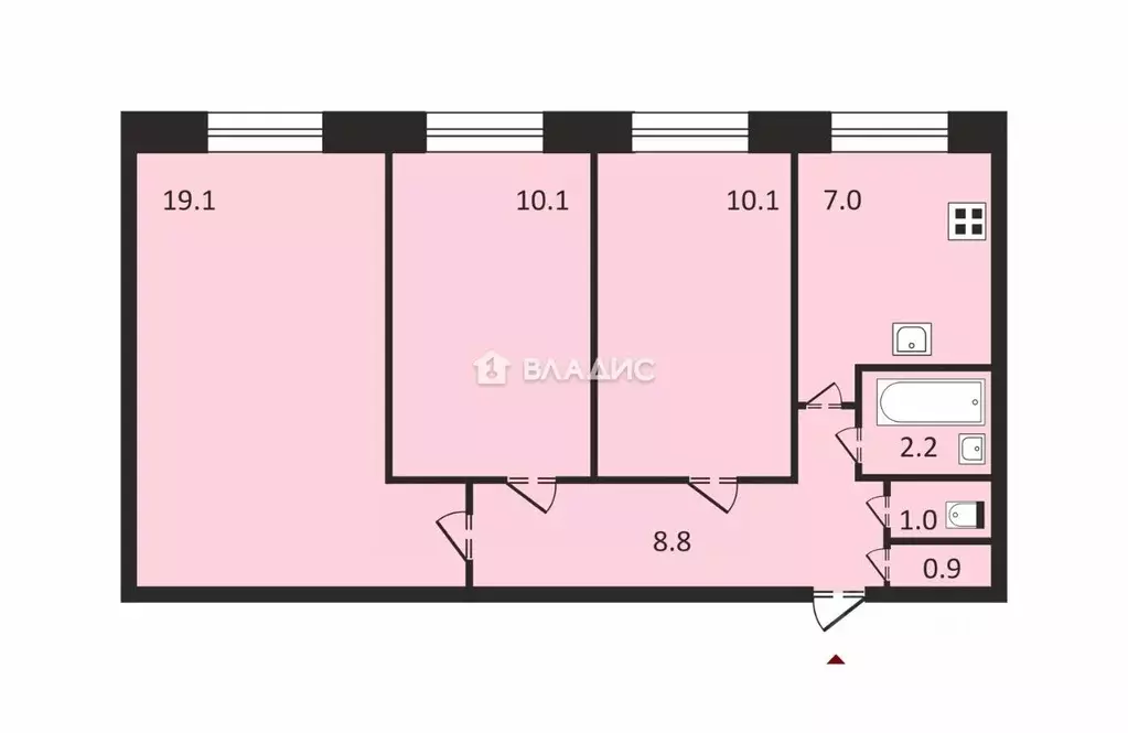 3-к кв. Санкт-Петербург просп. Солидарности, 13К2 (59.2 м) - Фото 2