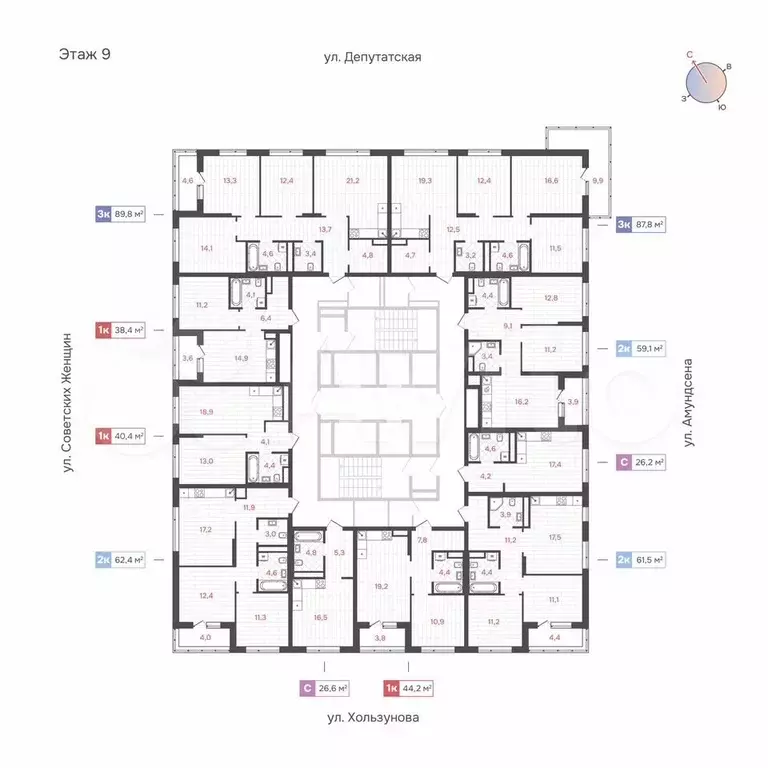 Квартира-студия, 26,2 м, 9/31 эт. - Фото 1