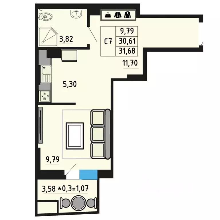 Студия Ростовская область, Ростов-на-Дону, Нахичевань ул. 23-я Линия, ... - Фото 1