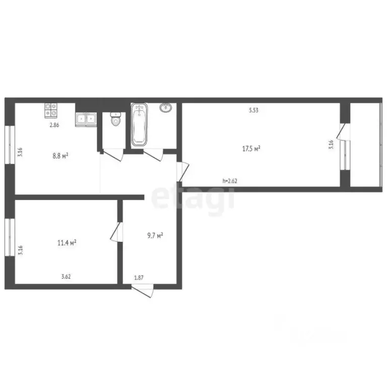 2-к кв. Ямало-Ненецкий АО, Ноябрьск ул. Городилова, 4 (48.1 м) - Фото 2