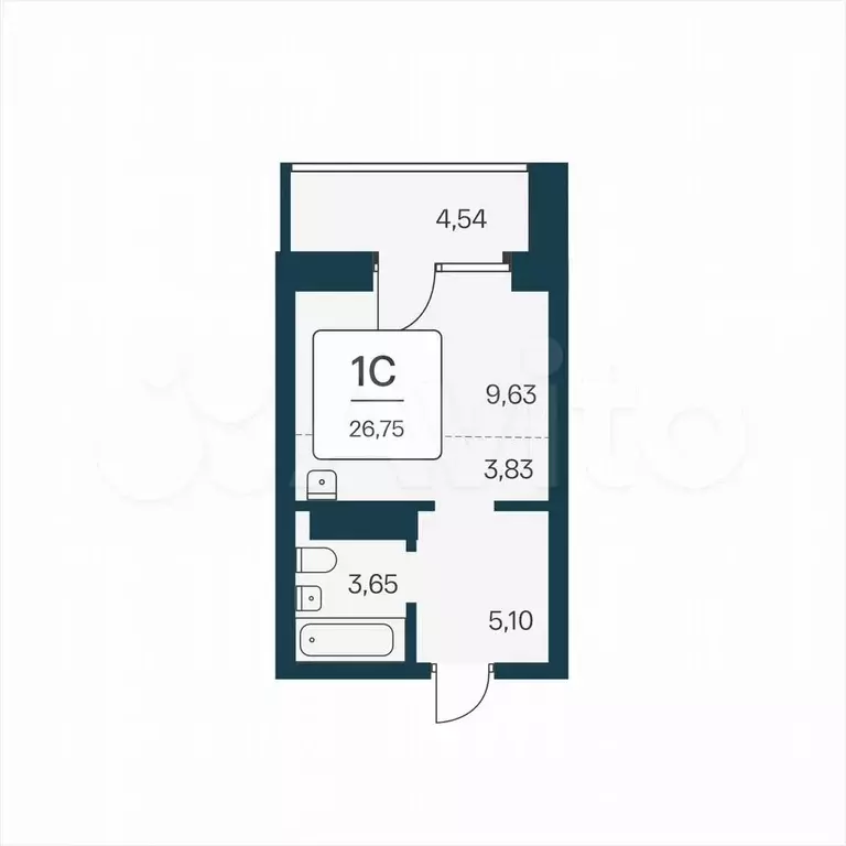 Квартира-студия, 26,8 м, 18/25 эт. - Фото 0
