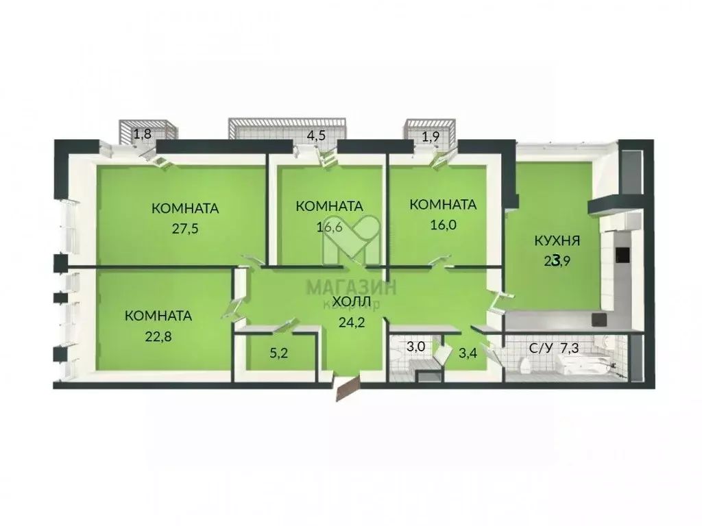 4-к кв. Санкт-Петербург Ждановская ул., 29 (150.0 м) - Фото 1