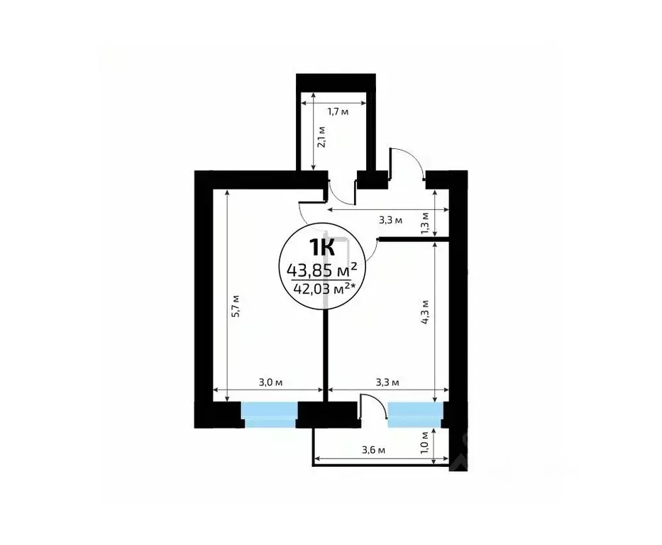 1-к кв. Самарская область, Самара пос. Мехзавод, 1-й кв-л, 50 (43.85 ... - Фото 2