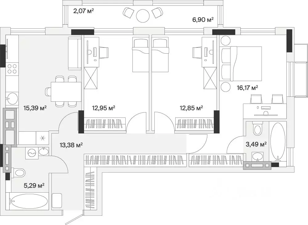 3-к кв. Калининградская область, Гурьевский муниципальный округ, пос. ... - Фото 0