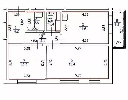 2-комнатная квартира: Нижний Новгород, улица Бориса Видяева, 30 (48.3 ... - Фото 1