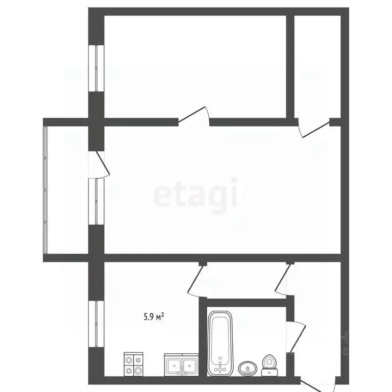 2-к кв. Самарская область, Самара Олимпийская ул., 33 (43.5 м) - Фото 2