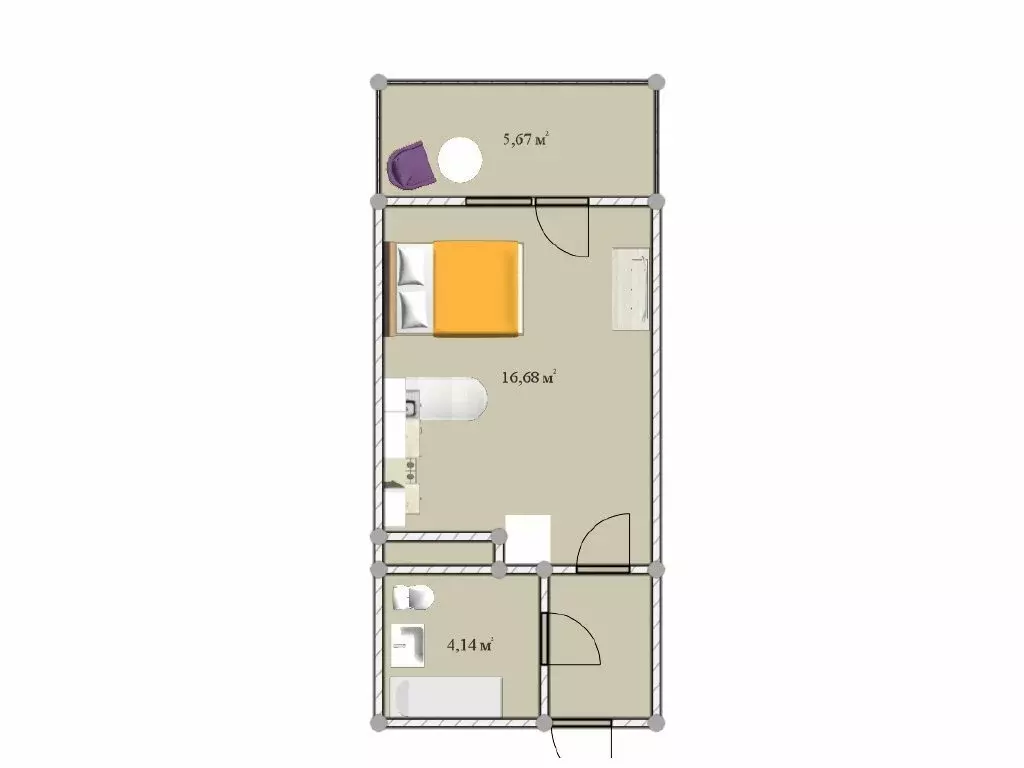 Квартира-студия: Санкт-Петербург, Русановская улица, 28 (24 м) - Фото 1