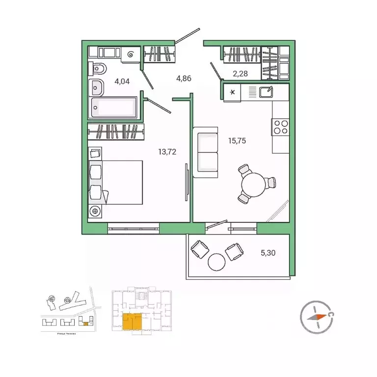 1-к кв. Ленинградская область, Гатчина ул. Чехова, 39к2 (41.6 м) - Фото 1