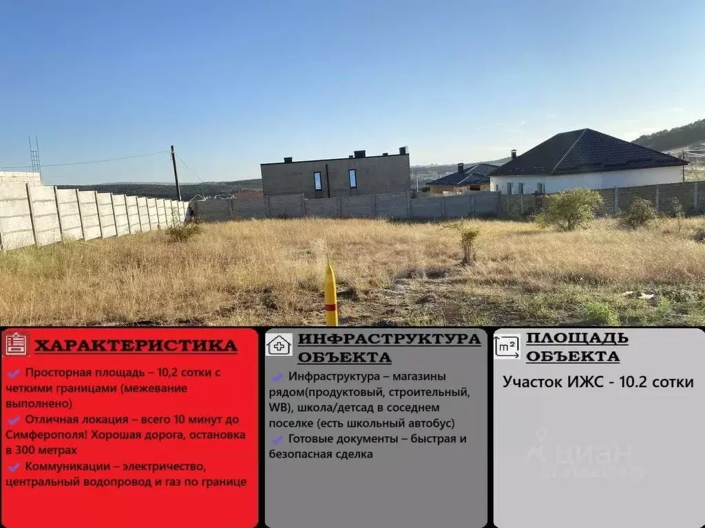 Участок в Крым, Симферопольский район, Трудовское с/пос, с. ... - Фото 1