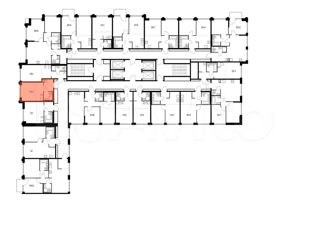 Квартира-студия, 23,3м, 3/24эт. - Фото 1