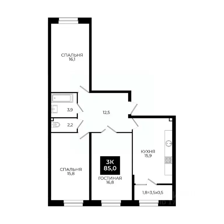 3-к кв. Ставропольский край, Ставрополь ул. Южный обход, 65 (85.0 м) - Фото 1